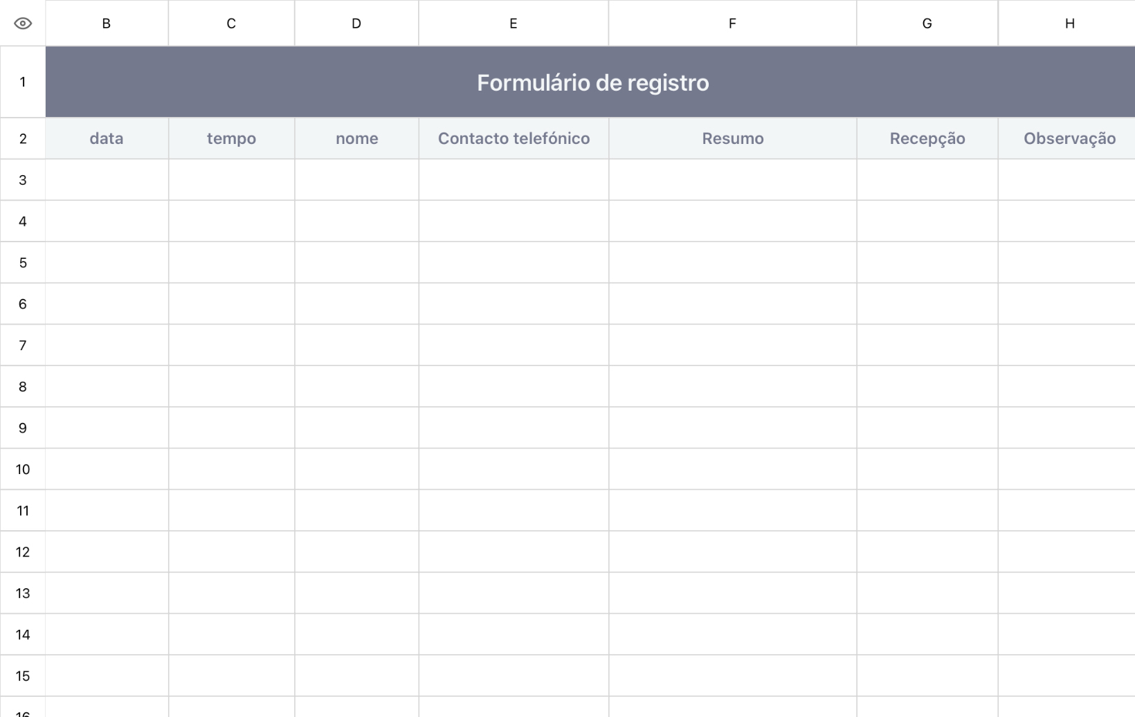 Formulário de registro